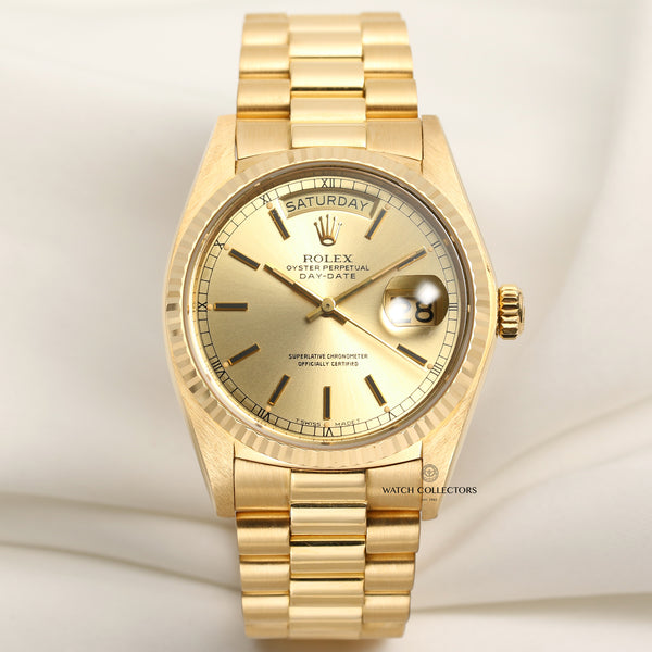 Rolex Day-Date 18038 18K Yellow Gold Second Hand Watch Collectors 1