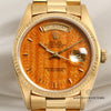 Rolex Day-Date 18038 18K Yellow Gold Wood Dial Second Hand Watch Collectors 2