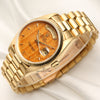 Rolex Day-Date 18038 18K Yellow Gold Wood Dial Second Hand Watch Collectors 3