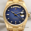 Rolex Day-Date 18078 18K Yellow Gold Blue Diamond Degrading Dial Bark Finish Second Hand Watch Collectors 2
