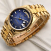 Rolex Day-Date 18078 18K Yellow Gold Blue Diamond Degrading Dial Bark Finish Second Hand Watch Collectors 3