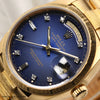 Rolex Day-Date 18078 18K Yellow Gold Blue Diamond Degrading Dial Bark Finish Second Hand Watch Collectors 4