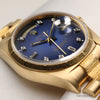 Rolex Day-Date 18078 18K Yellow Gold Blue Diamond Degrading Dial Bark Finish Second Hand Watch Collectors 5