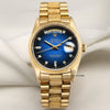 Rolex Day-Date 18078 Bark Finish Blue Degrade Vingette Diamond Dial 18K Yellow Gold Second Hand Watch Collectors 1