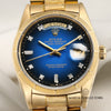 Rolex Day-Date 18078 Bark Finish Blue Degrade Vingette Diamond Dial 18K Yellow Gold Second Hand Watch Collectors 2