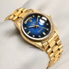 Rolex Day-Date 18078 Bark Finish Blue Degrade Vingette Diamond Dial 18K Yellow Gold Second Hand Watch Collectors 5
