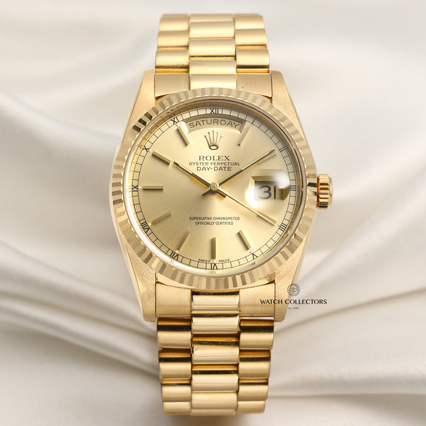 Rolex Day-Date 18238 18K Yellow Gold Second Hand Watch Collectors 1