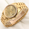 Rolex Day-Date 18248 18K Yellow Gold Champagne Diamond Dial Bark Bezel & Bracelet Second Hand Watch Collectors 3