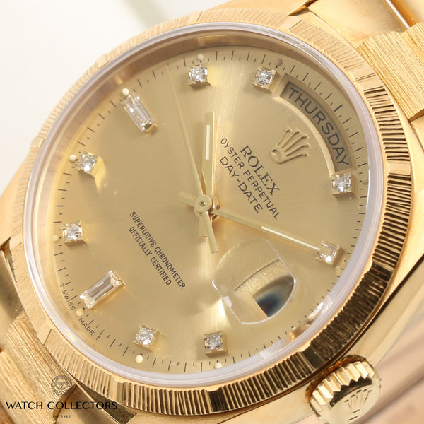 Rolex Day-Date 18248 18K Yellow Gold Bark Finish – Watch Collectors