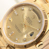 Rolex Day-Date 18248 18K Yellow Gold Champagne Diamond Dial Bark Bezel & Bracelet Second Hand Watch Collectors 7