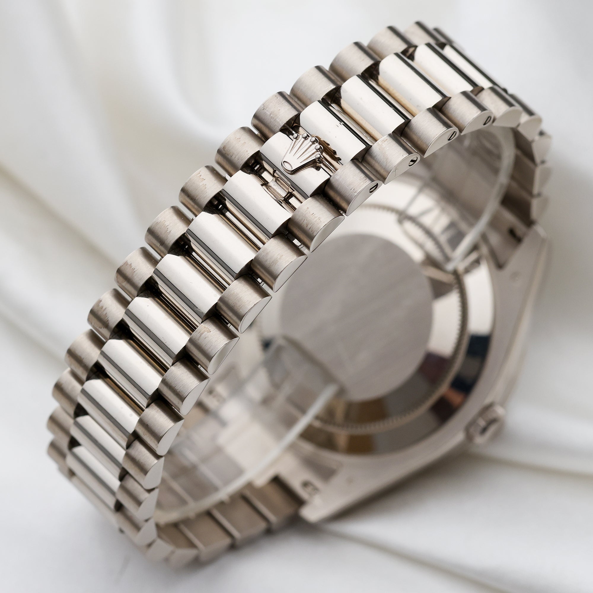 Rolex Day-Date 18K White Gold 218399BR Pave Baguette Diamond Second Hand Watch Collectors 8