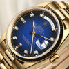 Rolex Day-Date 18K Yellow Gold Blue Degrading Diamind Dial Second Hand Watch Collectors 4