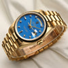 Rolex Day-Date 18K Yellow Gold Blue Diamond Dial Second Hand Watch Collectors 3