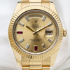 Rolex Day-Date 18K Yellow Gold Ruby & Diamond Champagne Second hand Watch collectors 2