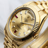 Rolex Day-Date 18K Yellow Gold Ruby & Diamond Champagne Second hand Watch collectors 4