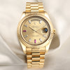 Rolex Day-Date 218238 Champagne Ruby & Diamond Dial Second hand Watch Collectors 1