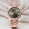 Rolex Day-Date 228235 18K Rose Gold Olive Green Dial Second Hand Watch Collectors 1