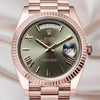 Rolex Day-Date 228235 18K Rose Gold Olive Green Dial Second Hand Watch Collectors 2