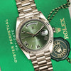 Rolex Day-Date 41 18K White Gold Green Olive Dial Second Hand Watch Collectors 5