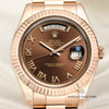 Rolex Day-Date II 218235 18K Rose Gold Chocolate Dial Second Hand Watch Collectors 2