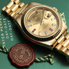 Rolex Day-Date II 218238 Champagne Ruby Diamond Dial 18K Yellow Gold Second Hand Watch Collectors 5