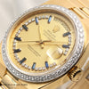 Rolex Day-Date Oyster Quartz 19048 Diamond Bezel, Sapphire Diamond string Dial 18K Yellow Gold Second Hand Watch Collectors 4