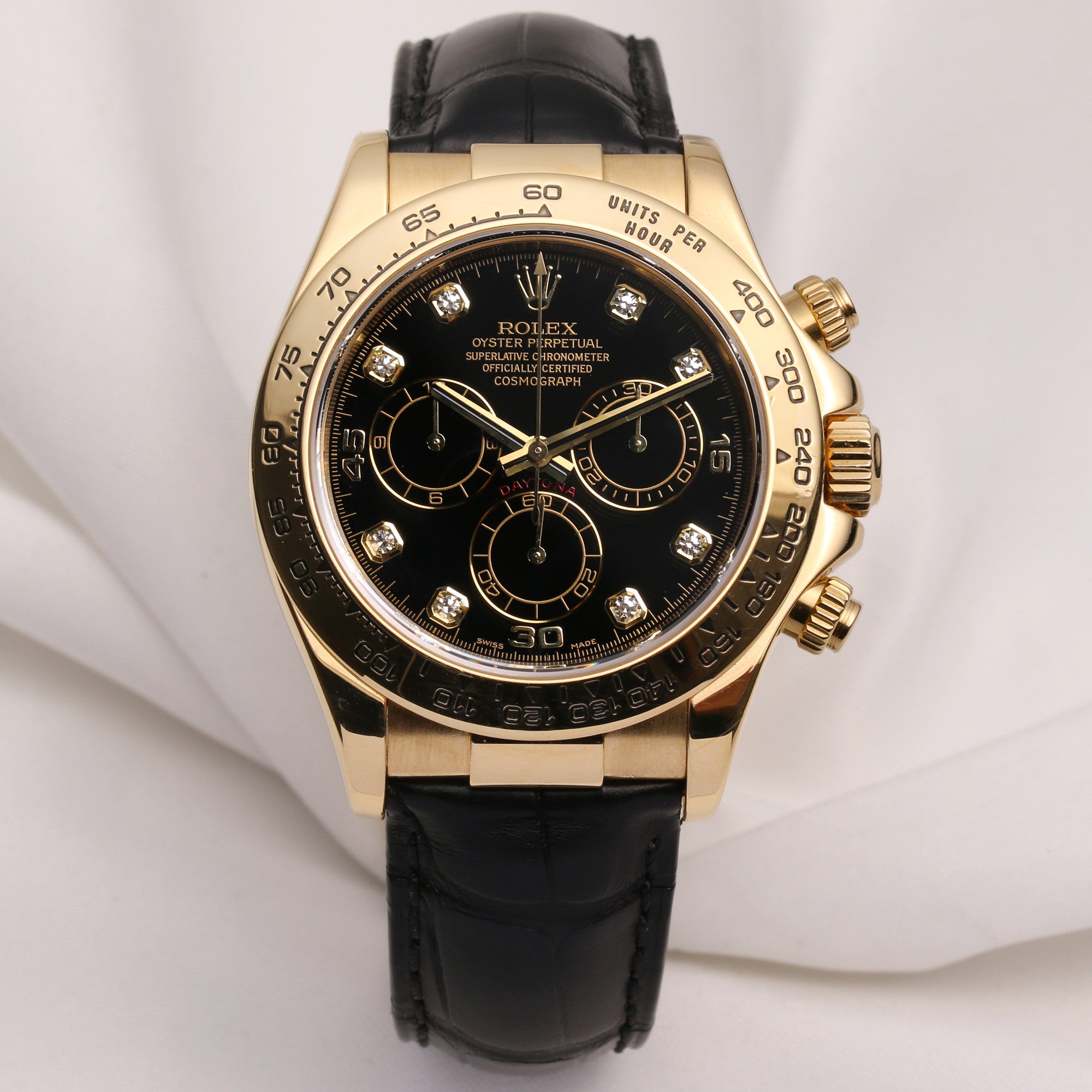 Rolex Daytona 116518 18K Yellow Gold Black Diamond Dial Second Hand Watch Collectors 1
