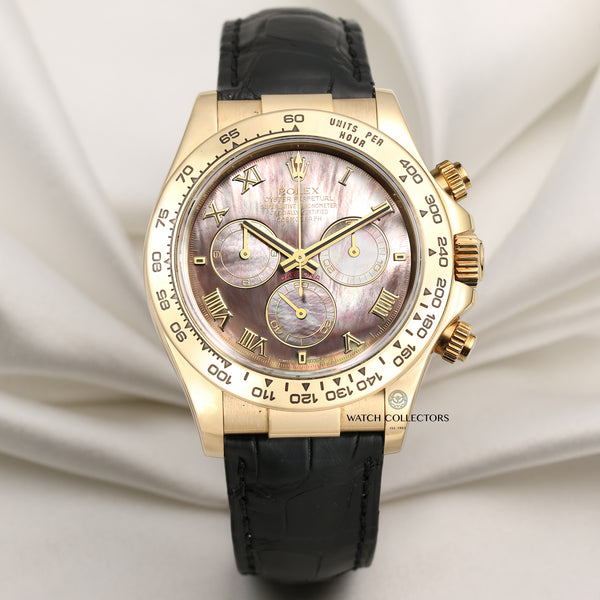 Rolex Daytona 116518 18K Yellow Gold Black MOP Dial Second Hand Watch Collectors 1