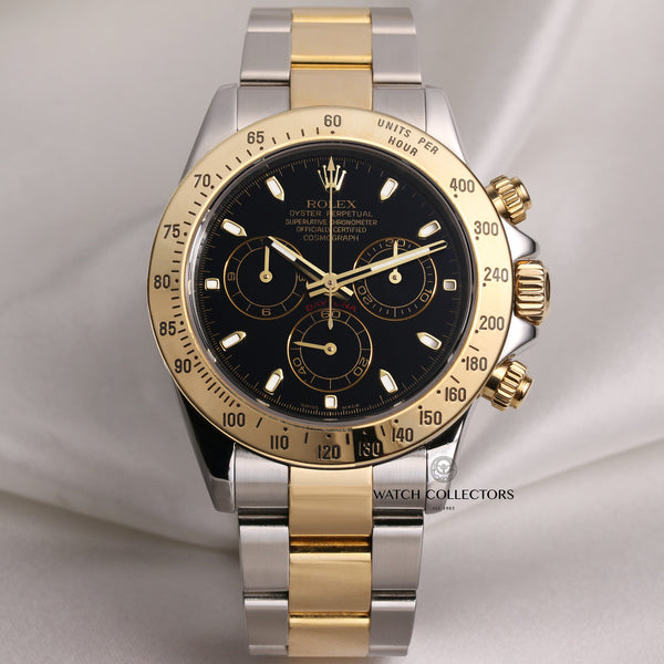 Rolex-Daytona-116523-Steel-Gold-Black-Dial-Second-Hand-Watch-Collectors-1