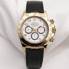 Rolex Daytona 16518 18k Yellow Gold Inverted 6 Black Leather Strap Second Hand Watch Collectors 1