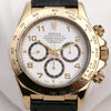 Rolex Daytona 16518 18k Yellow Gold Inverted 6 Black Leather Strap Second Hand Watch Collectors 2