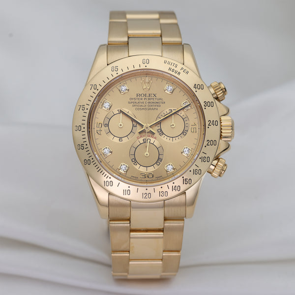 Rolex Daytona 18K Yellow Gold Champagne Diamond Dial Second Hand Watch Collectors 1