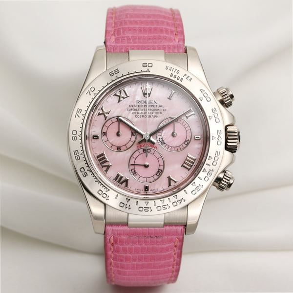 Rolex Daytona Beach 116519 18K White Gold Pink MOP Dial Second Hand Watch Collectors 1