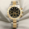 Rolex Daytona Steel & Gold Black Diamond Dial Second Hand Watch Collectors 1