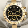 Rolex Daytona Steel & Gold Black Diamond Dial Second Hand Watch Collectors 2