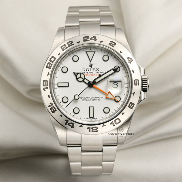 Rolex Explorer II 216570 Polar White Stainless Steel GMT Second Hand Watch Collectors 1