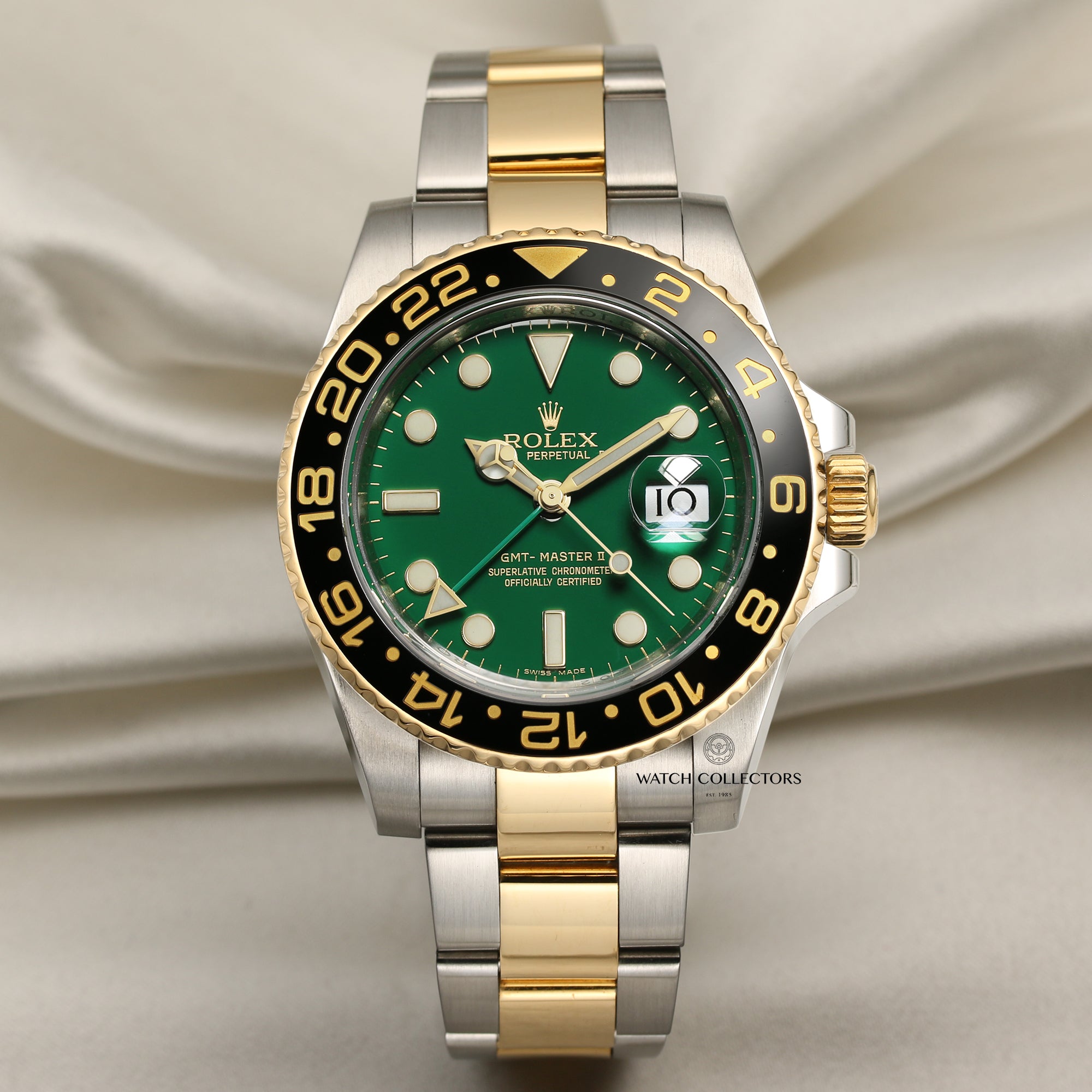 Rolex GMT-Master II 116713LN Green Dial Steel & Gold Second Hand Watch Collectors 1