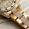 Rolex GMT Master II 116758SA Factory Set Diamond & Sapphire 18K Yellow Gold Second Hand Watch Collectors 10