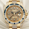 Rolex GMT Master II 116758SA Factory Set Diamond & Sapphire 18K Yellow Gold Second Hand Watch Collectors 2