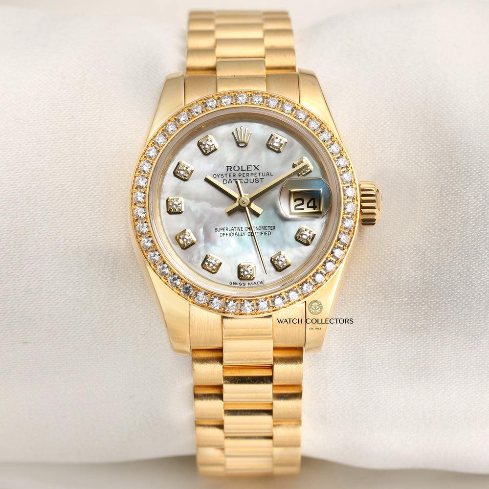 Rolex Lady DateJust 179138 18k Yellow Gold Mother of Pearl Diamond Dia