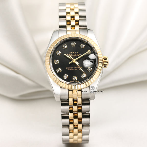 Rolex Lady DateJust 179173 Steel & Gold Diamond Dial Second Hand Watch Collectors 1