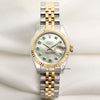 Rolex Lady DateJust 179173 Steel & Gold MOP Emerald Dial Second Hand Watch Collectors 1