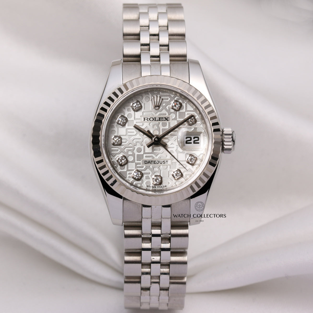 Full-Set Rolex Lady DateJust 179174 Stainless & White Gold Silver Jubi