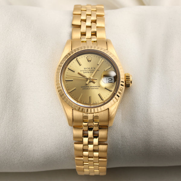 Rolex Lady DateJust 18K Yellow Gold Champagne Dial Second Hand Watch Collectors 1