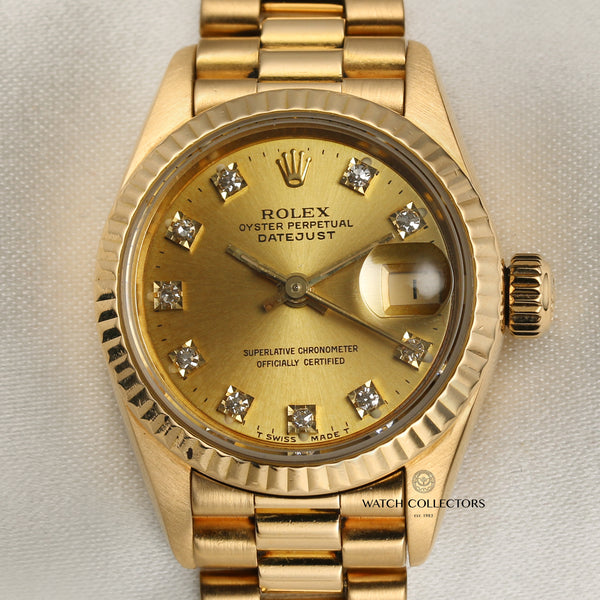 Rolex Lady DateJust 69178 18k Yellow Gold Gold Diamond Dial – Watch ...