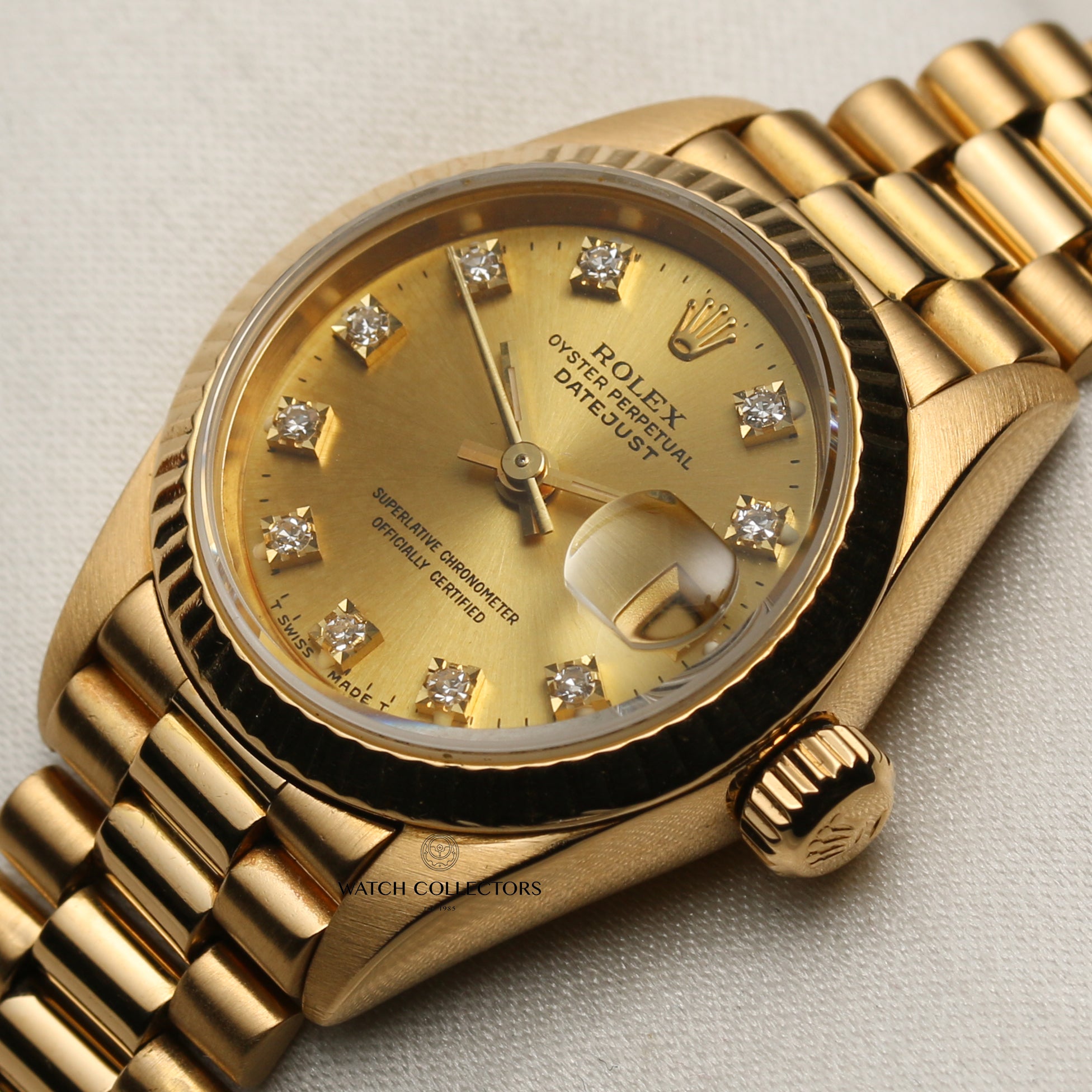 Rolex Lady DateJust 69178 18k Yellow Gold Gold Diamond Dial – Watch ...