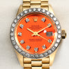 Rolex Lady DateJust 18K Yellow Gold Diamond Bezel Orange Dial Second Hand Watch Collectors 2