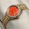 Rolex Lady DateJust 18K Yellow Gold Diamond Bezel Orange Dial Second Hand Watch Collectors 3