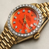 Rolex Lady DateJust 18K Yellow Gold Diamond Bezel Orange Dial Second Hand Watch Collectors 4