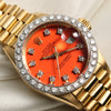 Rolex Lady DateJust 18K Yellow Gold Diamond Bezel Orange Dial Second Hand Watch Collectors 5